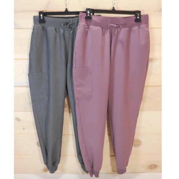Mandala Scrub Performance Jogger Pants Set of Two Women’s size M Gray + Mauve - Picture 1 of 13